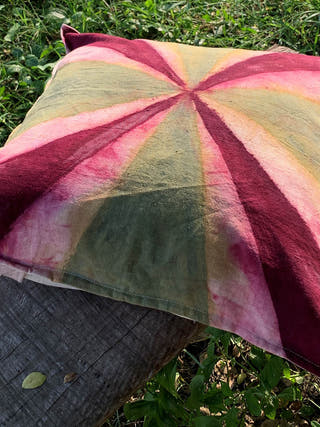 Ecoprinted handwoven Cushion Cover Geomet Multi Bageeya