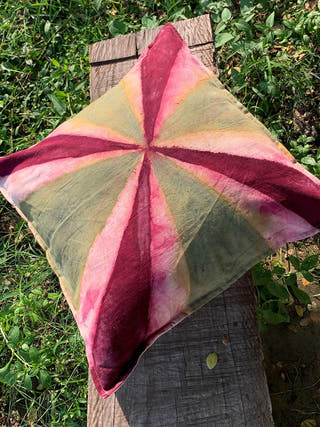 Ecoprinted handwoven Cushion Cover Geomet Multi Bageeya