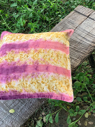 Ecoprinted Handwoven Cushion Cover White Bageeya