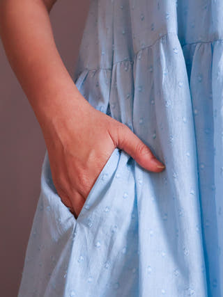 Angelina Cotton Dobby Dress Sivaka India Blue
