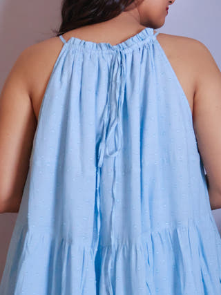 Angelina Cotton Dobby Dress Sivaka India Blue
