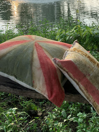 Ecoprinted handwoven Cushion Cover A-line White Bageeya