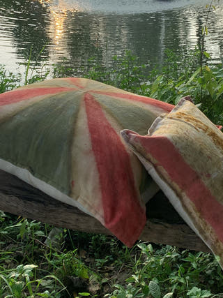 Ecoprinted handwoven Cushion Cover A-line White Bageeya