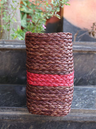 Brown & Red Sabai Grass Shopping Bag