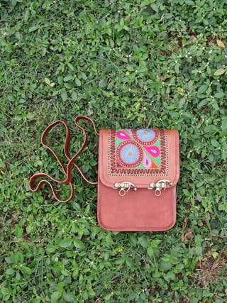 Flower Embroidered Sling Bag