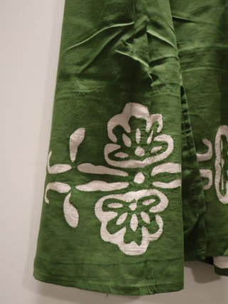 Hand Applique Cotton Stole | Green Floral