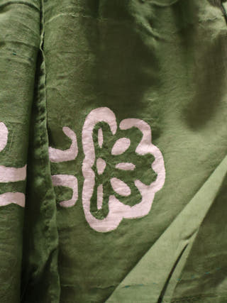 Hand Applique Cotton Stole | Green Floral