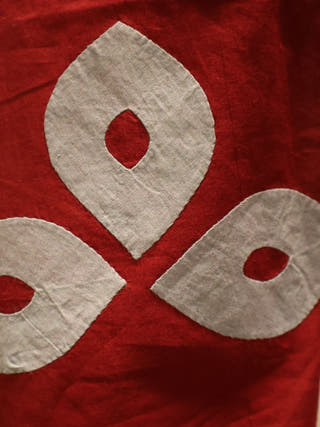 Hand Applique Cotton Stole | Red