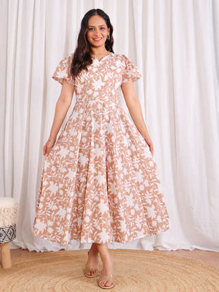 Shaheen Circular Cotton Dress Sivaka India White
