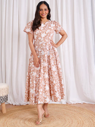 Shaheen Circular Cotton Dress Sivaka India White