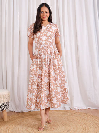 Shaheen Circular Cotton Dress Sivaka India White