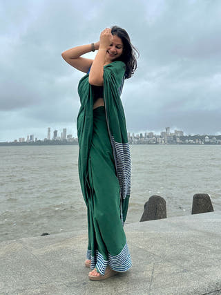 Wild Muse Green Mul Cotton Saree