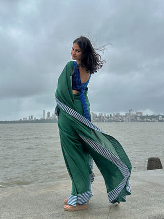 Wild Muse Green Mul Cotton Saree