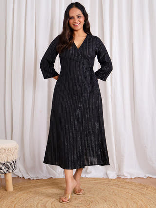 Kashish Wrap Black Dress Sivaka India Black