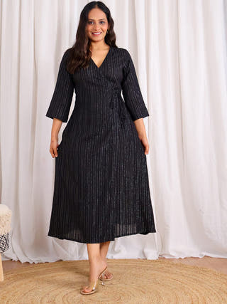 Kashish Wrap Black Dress Sivaka India Black