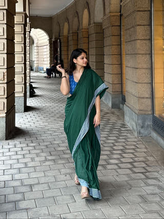 Wild Muse Green Mul Cotton Saree