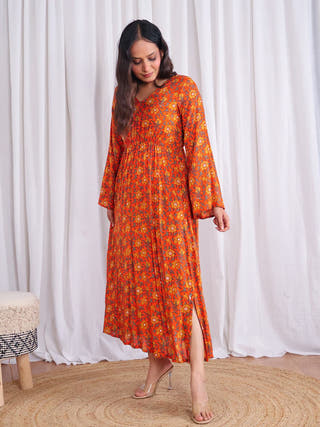 Miranda Flare Modal Dress Sivaka India Orange