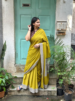 Rays for Days Mustard Patchwork Saree