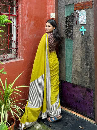 Rays for Days Mustard Patchwork Saree