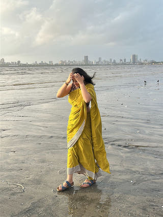 Rays for Days Mustard Patchwork Saree