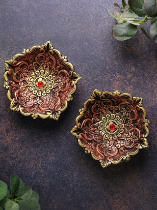 Large Panchmukhi Diya | Set of 2