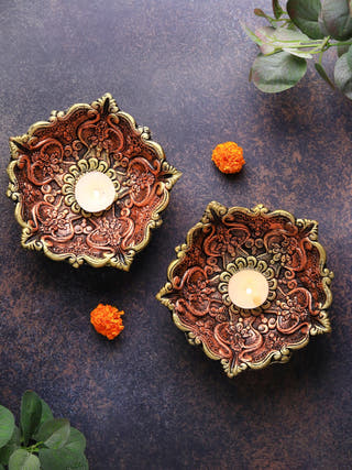 Large Panchmukhi Diya | Set of 2