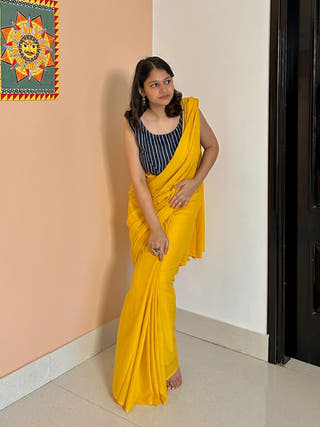 Glow Getter Yellow Mul Cotton Saree