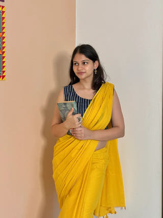Glow Getter Yellow Mul Cotton Saree