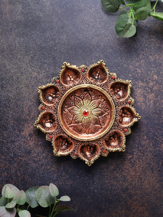 Nine Diya Plate