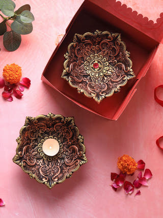 Large Panchmukhi Diya | Set of 2