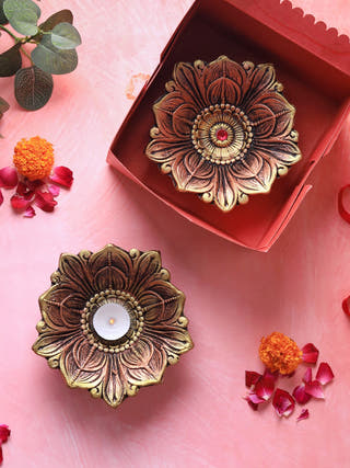 Large Lotus Diya | Set of 2