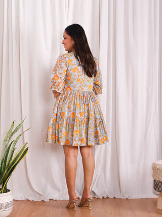 Rachel Mul Cotton HandBlock Print Short Cotton  Dress