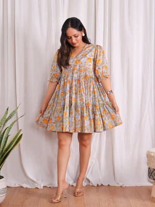 Rachel Mul Cotton HandBlock Print Short Cotton  Dress