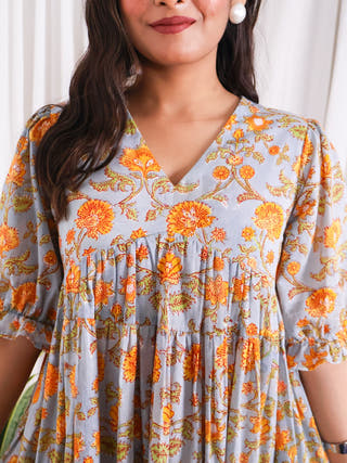 Rachel Mul Cotton HandBlock Print Short Cotton  Dress