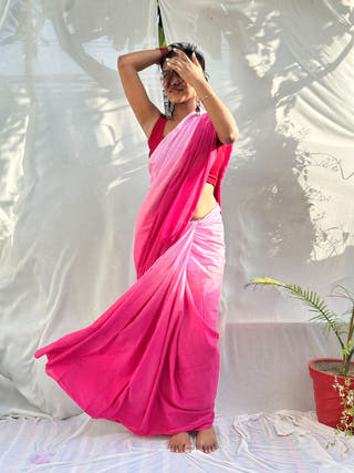 Sakura Pink Ombre Cotton Saree
