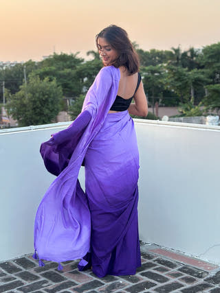 Gulrang Purple Ombre Mul Saree