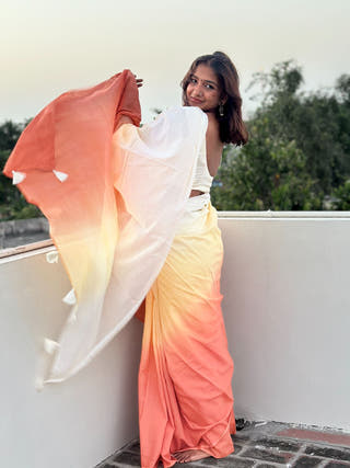 Sandhya Orange Yellow Ombre Saree