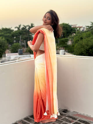 Sandhya Orange Yellow Ombre Saree