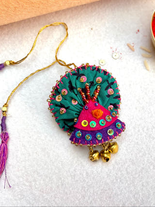 Hand Embroidered Mor Lumba  | Sea Green Print