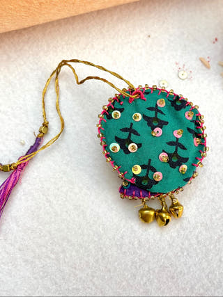 Hand Embroidered Mor Lumba  | Sea Green Print