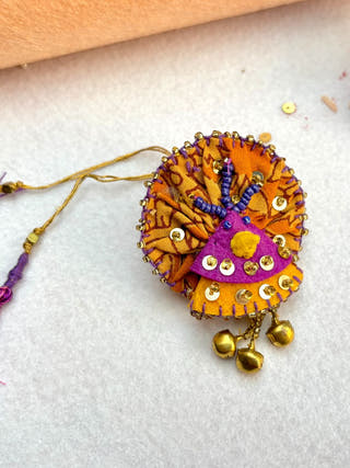 Hand Embroidered Mor Lumba  | Yellow Print