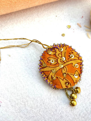 Hand Embroidered Mor Lumba  | Yellow Print