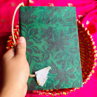 Matcha Green Upcycled Handloom Fabric Journal Kauseyah