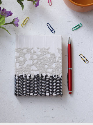 Embroidered Mini Notebook White and Black ARTISANNS NEST