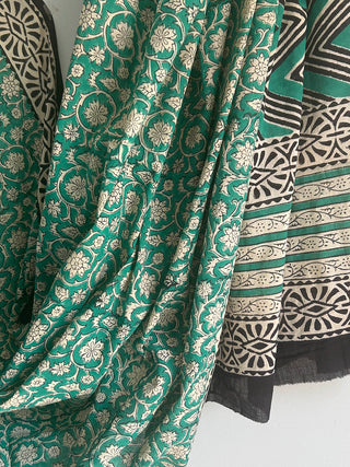 Shandhya Mulmul Saree  Green KAUSEYAH