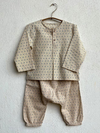 Organic Zoo Bag Check Raidana Kurta With Pants Indigo Whitewater Kids