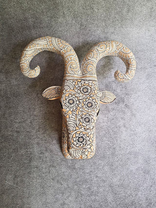 Hand Painted Peach Kalamkari Ram Head