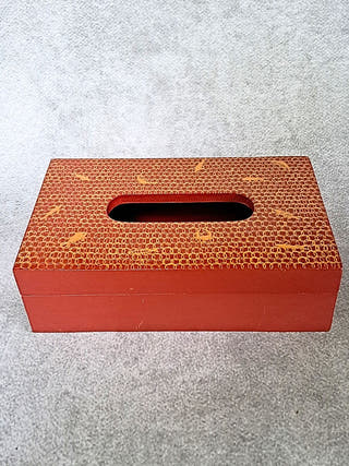 Warli Hand Painted Tissue Box | Maroon