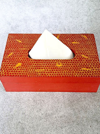 Warli Hand Painted Tissue Box | Maroon