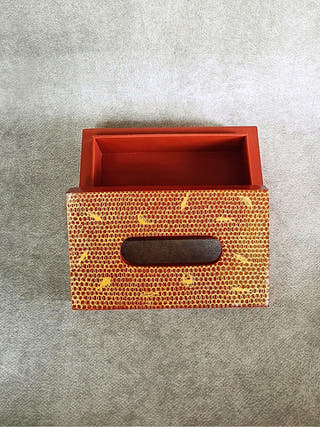 Warli Hand Painted Tissue Box | Maroon